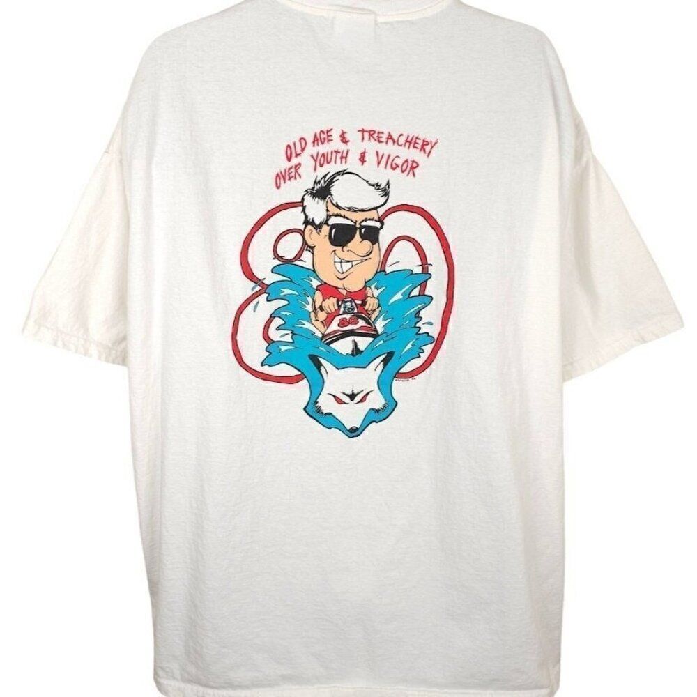 Vintage Silver Fox Watersports T Shirt Mens Size 3XL White Y2K Watercraft